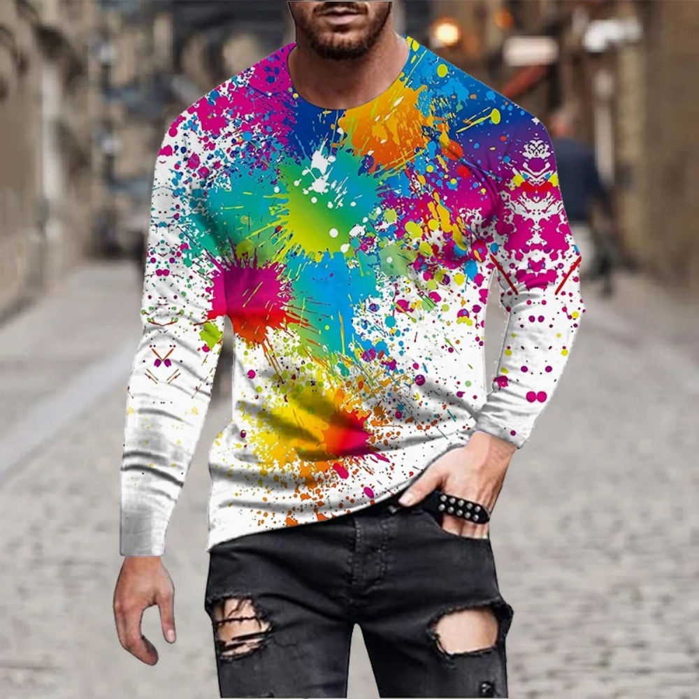 Embroidery Art Painting - Men Rainbow Paint Splash 3D Printed