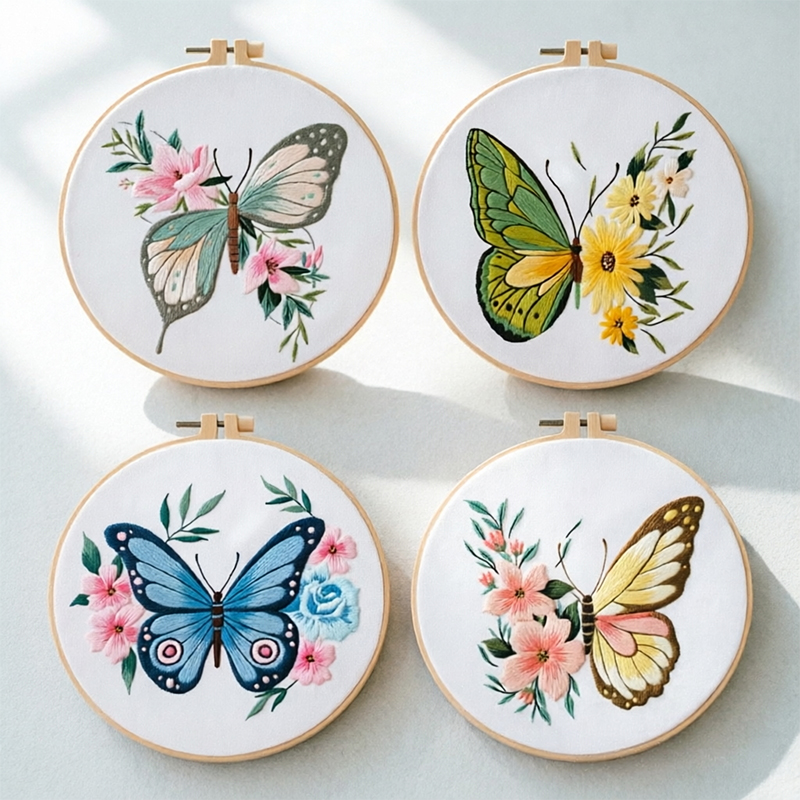 Embroidery Diy - 1pc 20X20CM 7.87 inch Embroidery Butterfly