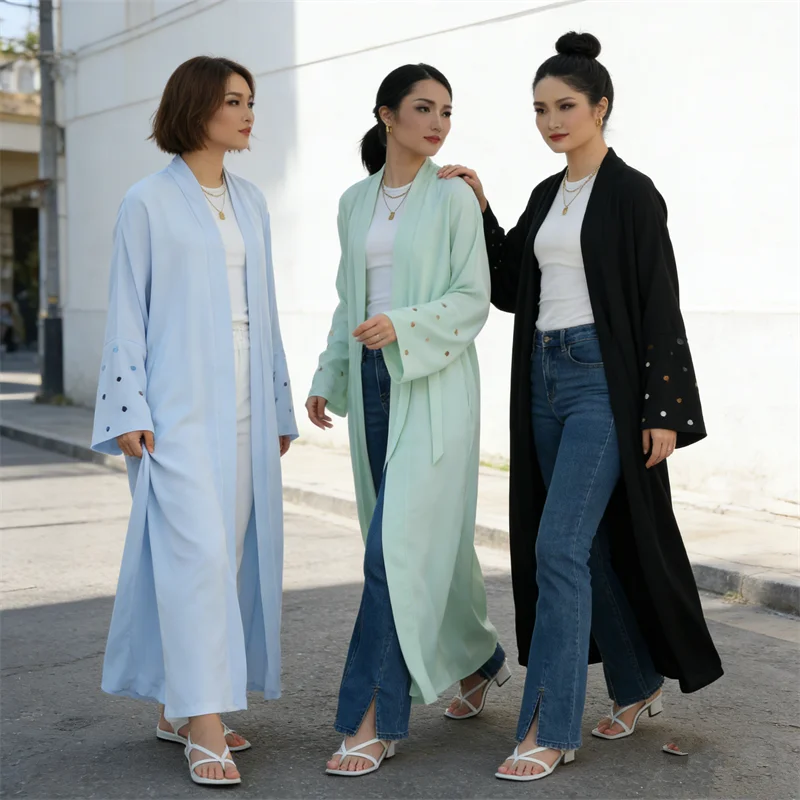 Embroidery Kaftan - Eid Heart Embroidery Long Robe Dubai