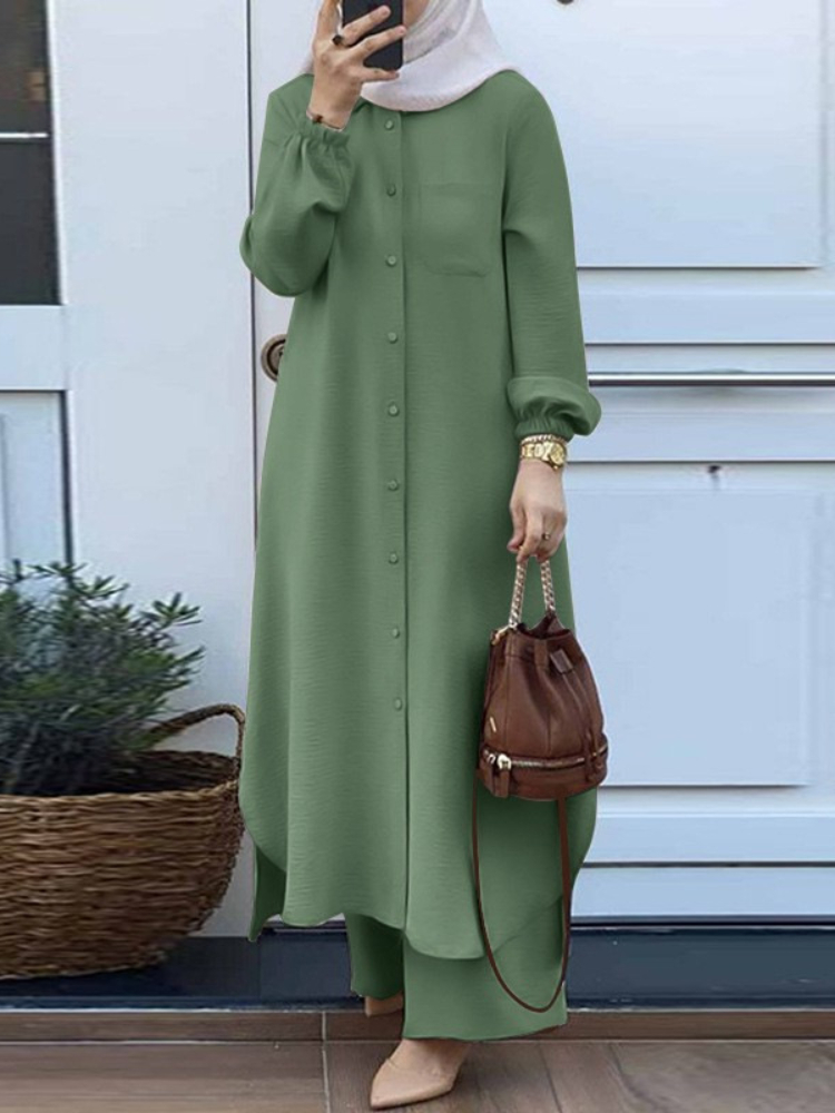 Dress Solid Color Dubai Turkis - Embroidery Kaftan ulasan dan harga