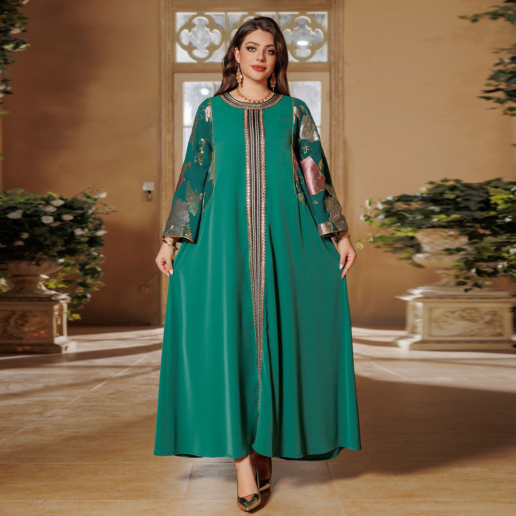 Eid Muslim Party Dress for Wom - Embroidery Kaftan ulasan dan harga