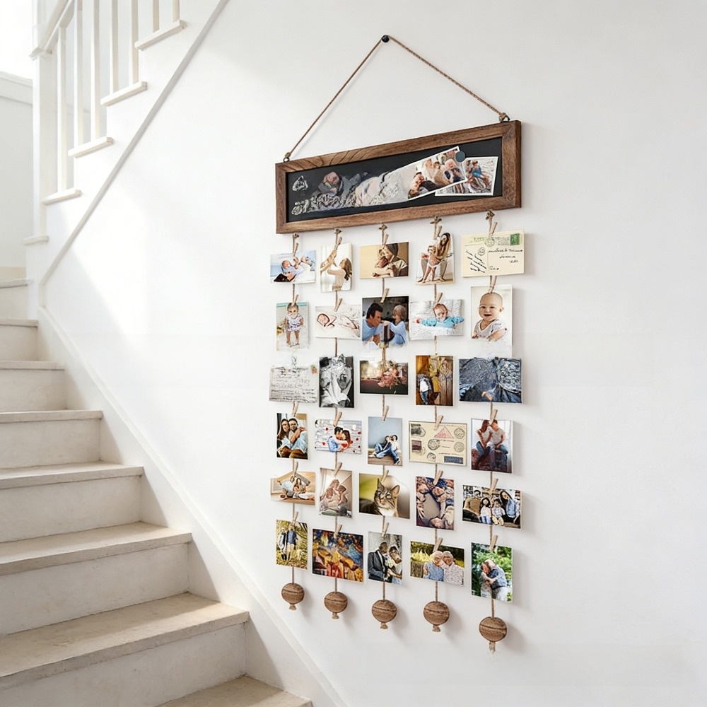 New Wooden Hanging Photo Clips - Frame Display Wood ulasan dan harga
