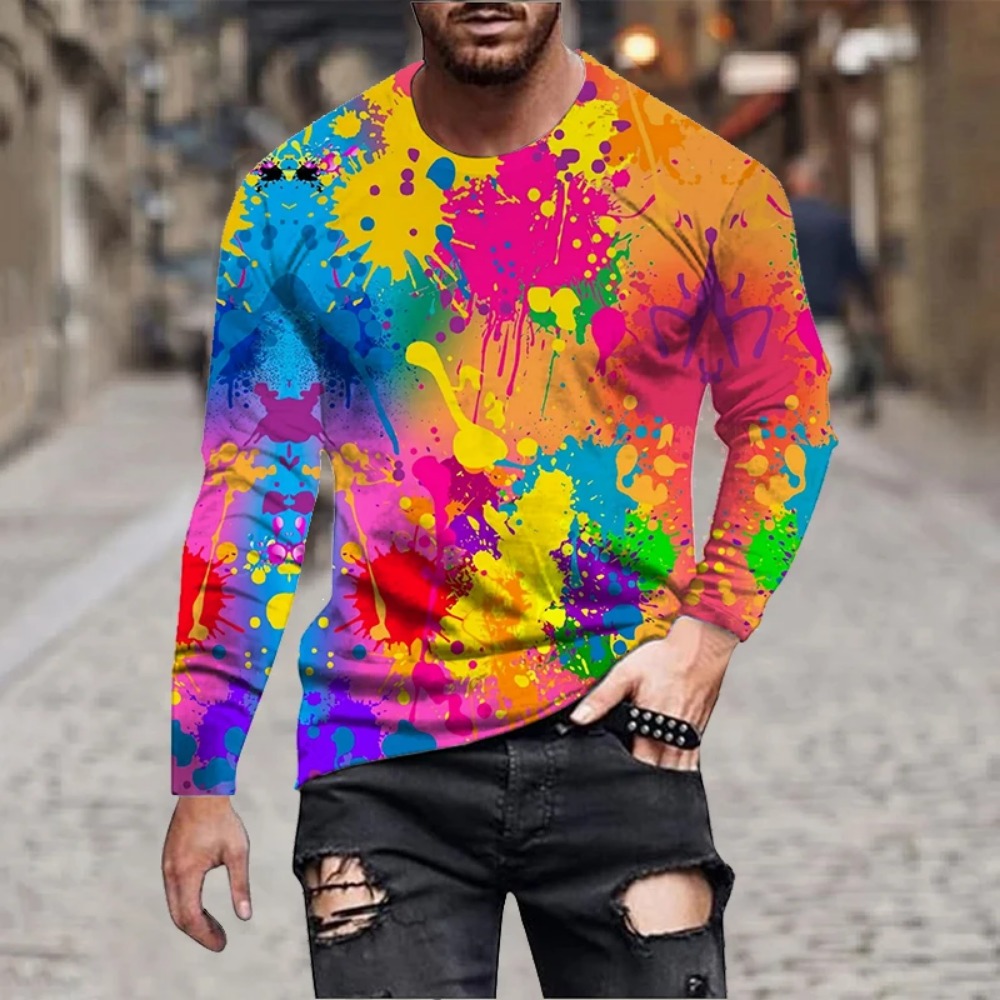 Men Rainbow Paint Splash 3D Pr - Embroidery Art Painting ulasan dan harga
