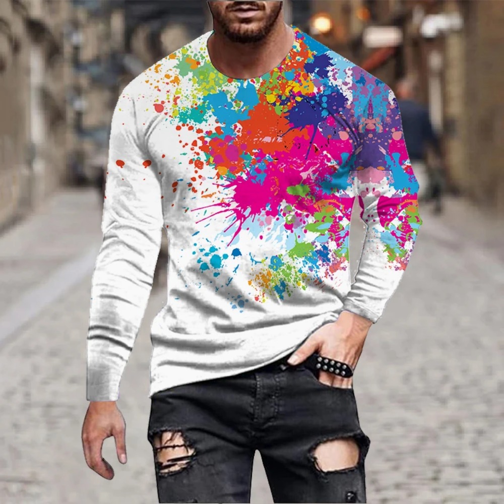 Men Rainbow Paint Splash 3D Pr - Embroidery Art Painting ulasan dan harga
