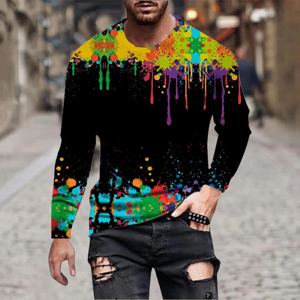 Men Rainbow Paint Splash 3D Pr - Embroidery Art Painting ulasan dan harga