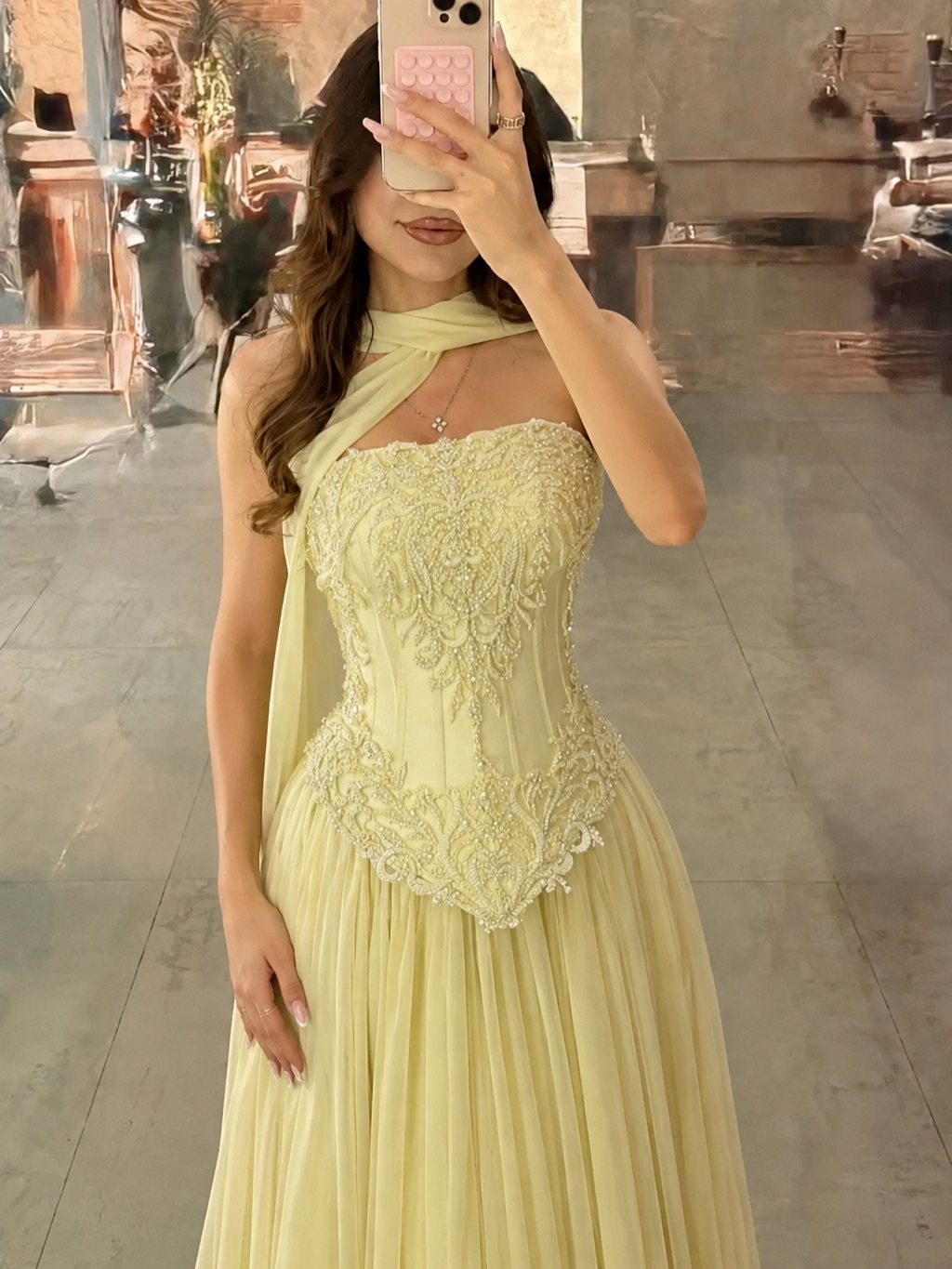 Customized Sexy Yellow Lace Co - Embroidery Yellow Flower ulasan dan harga