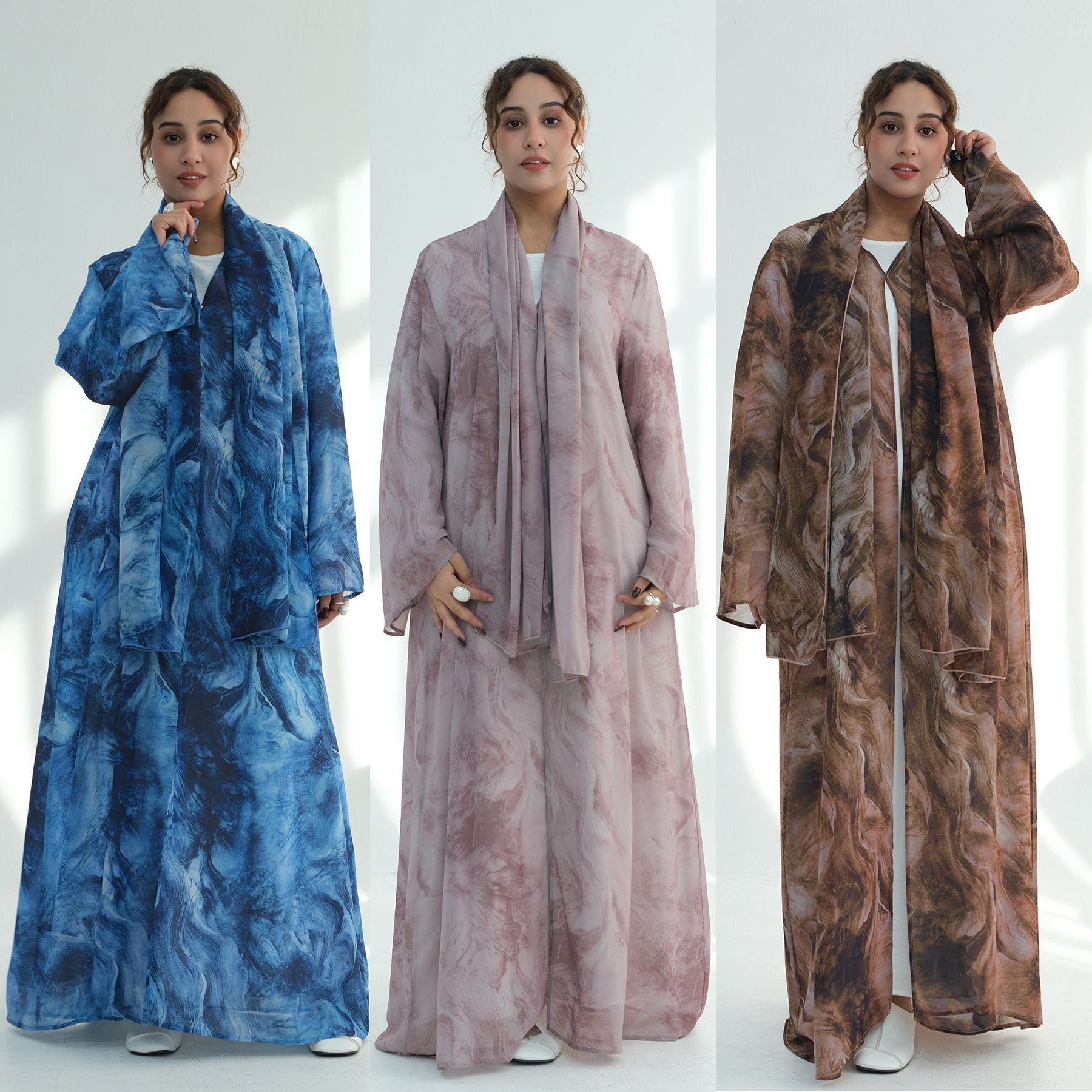 Wholesale Chiffon Open Abaya O - Embroidery Online ulasan dan harga