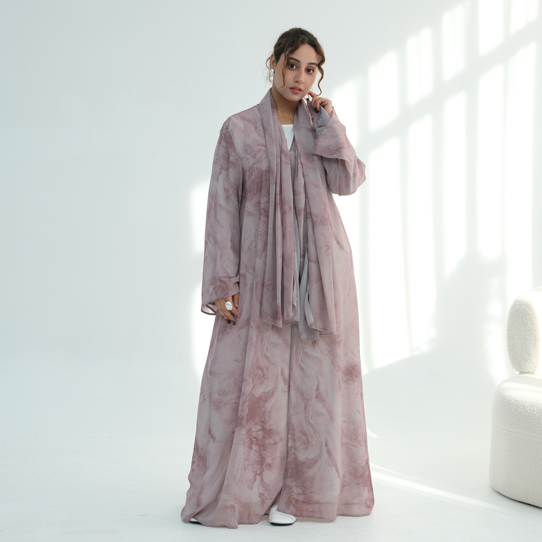 Wholesale Chiffon Open Abaya O - Embroidery Online ulasan dan harga
