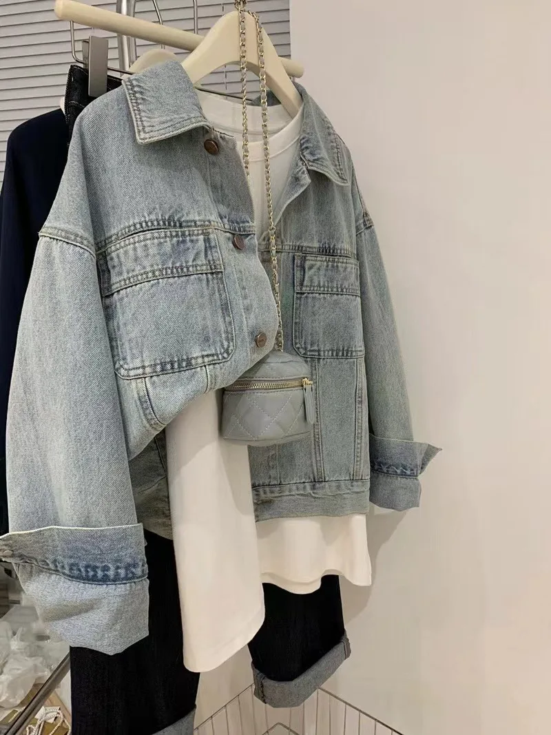 Denim Coat Women Y2k Spring Au - Embroidery Jeans ulasan dan harga