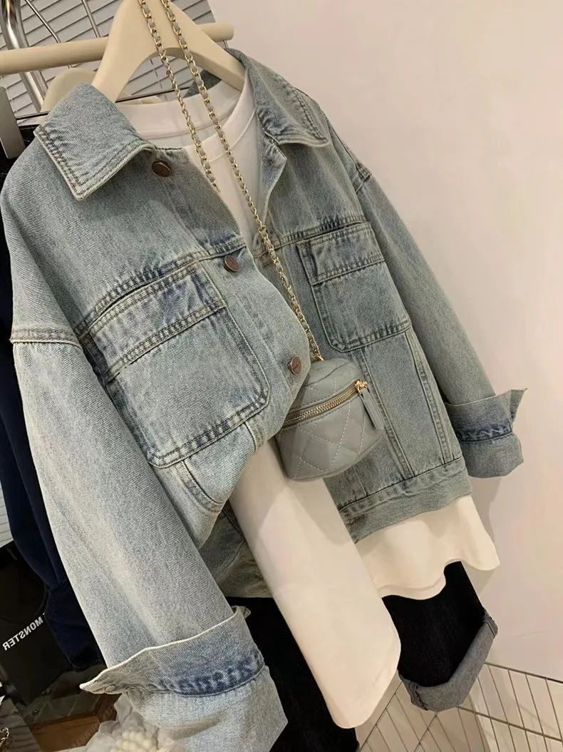 Denim Coat Women Y2k Spring Au - Embroidery Jeans ulasan dan harga