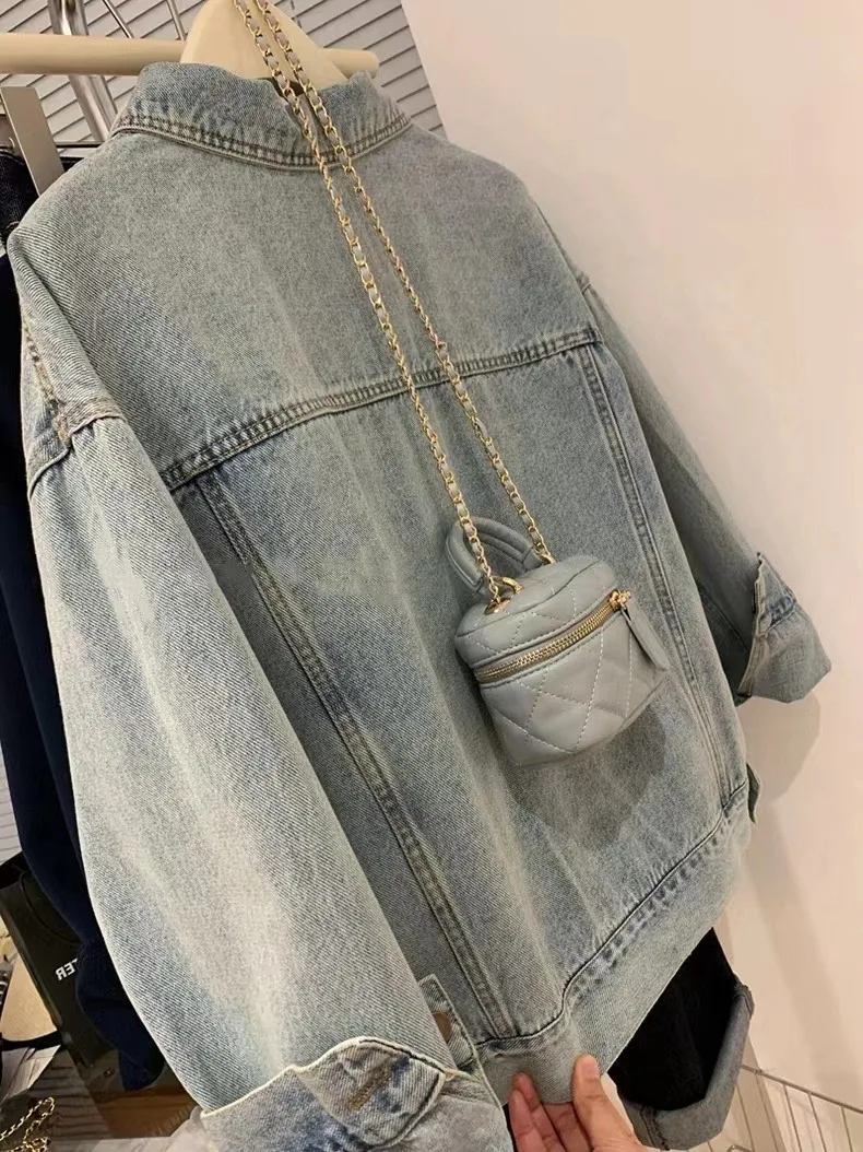 Denim Coat Women Y2k Spring Au - Embroidery Jeans ulasan dan harga