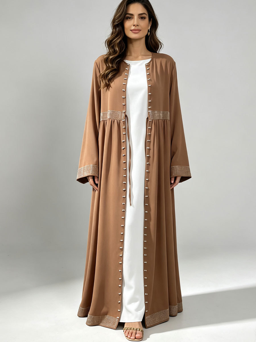 Dubai Open Front Abaya Women B - Embroidery Kaftan ulasan dan harga