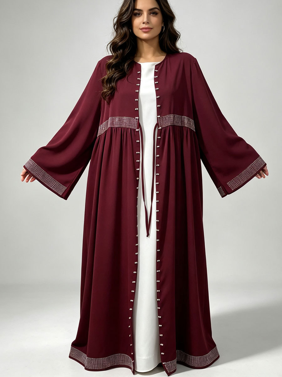 Dubai Open Front Abaya Women B - Embroidery Kaftan ulasan dan harga