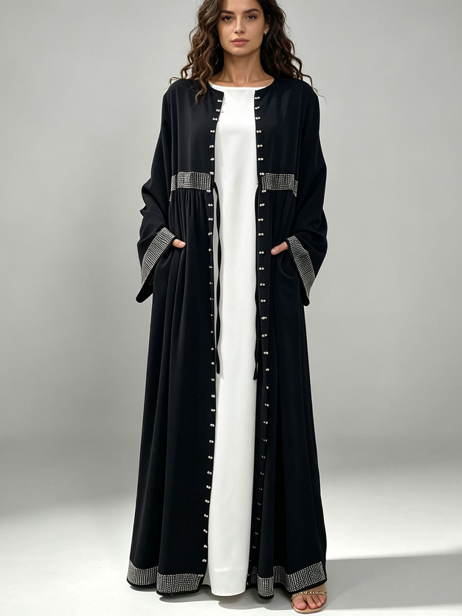 Dubai Open Front Abaya Women B - Embroidery Kaftan ulasan dan harga