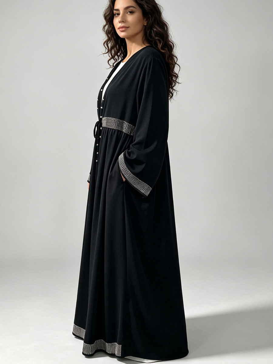 Dubai Open Front Abaya Women B - Embroidery Kaftan ulasan dan harga