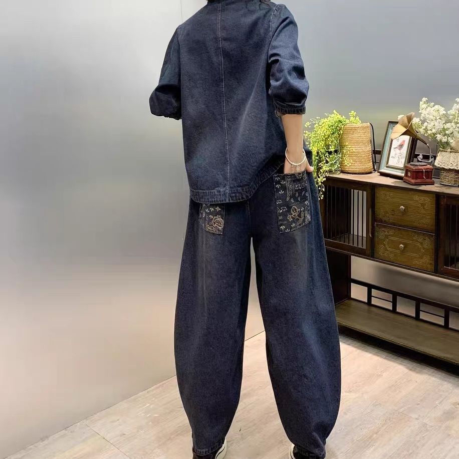Vintage Button Loose Embroider - Embroidery Jeans ulasan dan harga