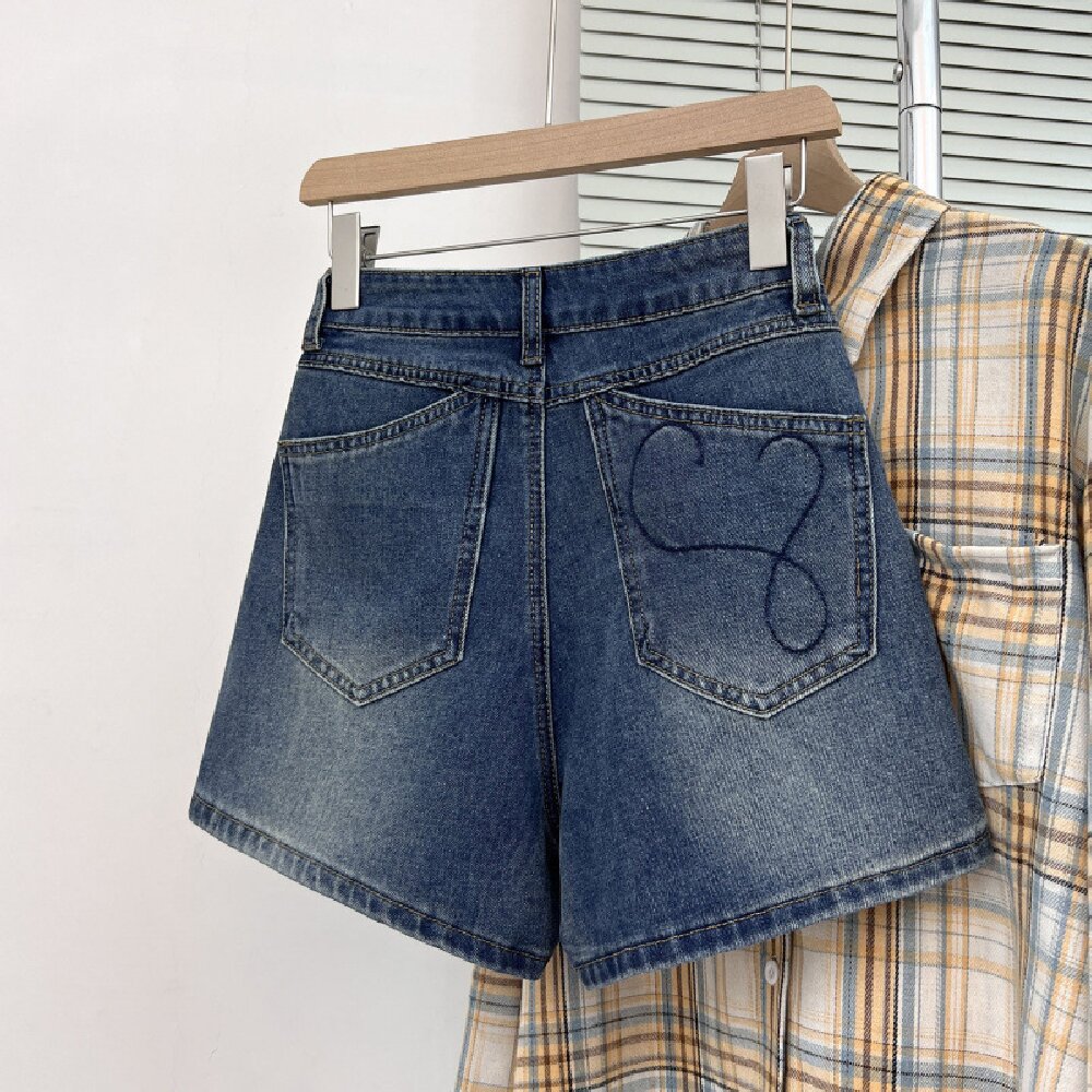Vintage Embroidered Denim Shor - Embroidery Jeans ulasan dan harga