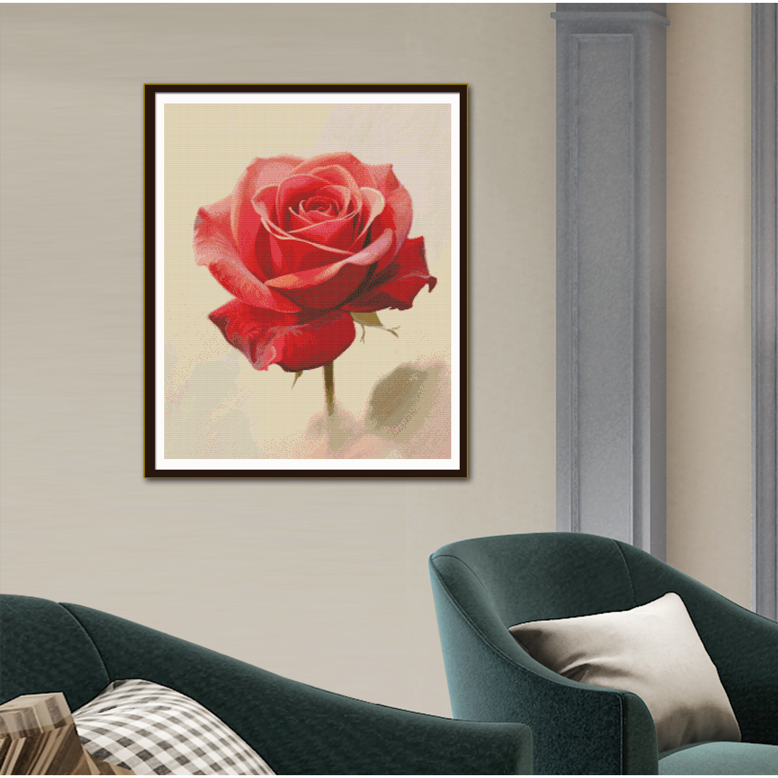 A cross-stitch embroidery with - Embroidery Rose Stitch ulasan dan harga
