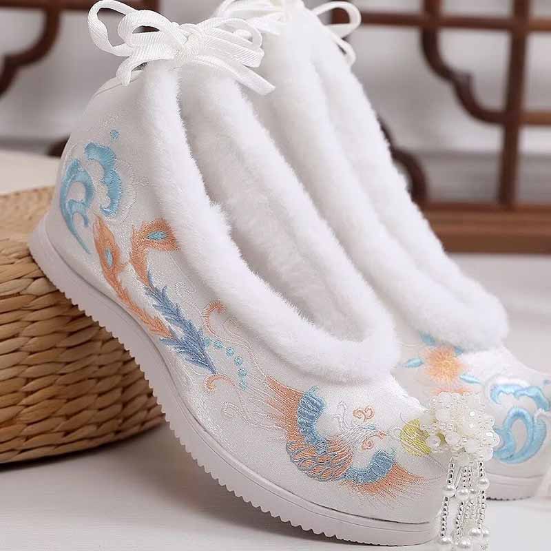 Winter Hanfu Shoes Women Chine - Embroidery White ulasan dan harga