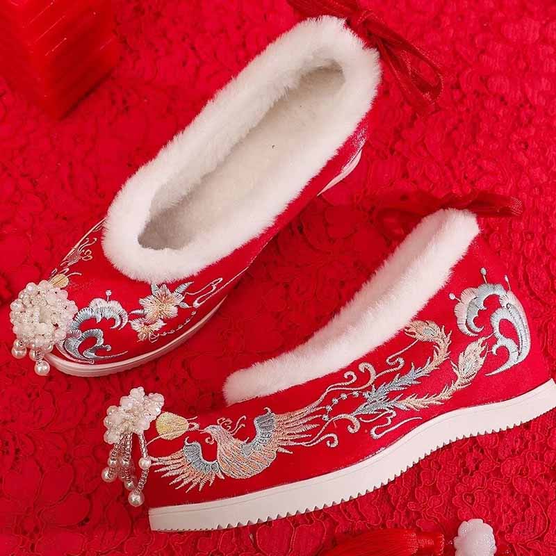 Winter Hanfu Shoes Women Chine - Embroidery White ulasan dan harga