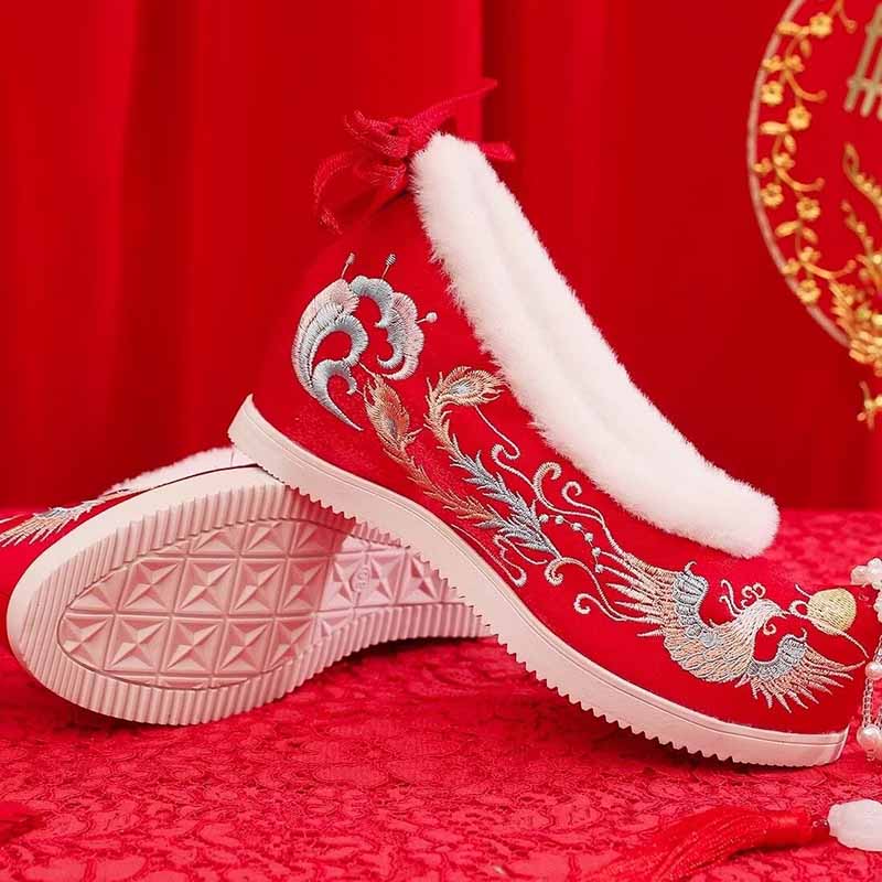 Winter Hanfu Shoes Women Chine - Embroidery White ulasan dan harga