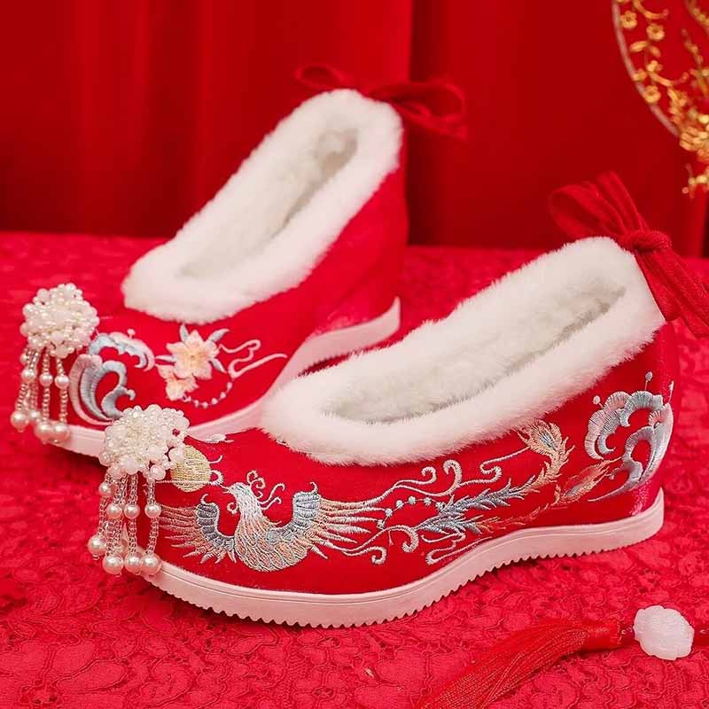 Winter Hanfu Shoes Women Chine - Embroidery White ulasan dan harga
