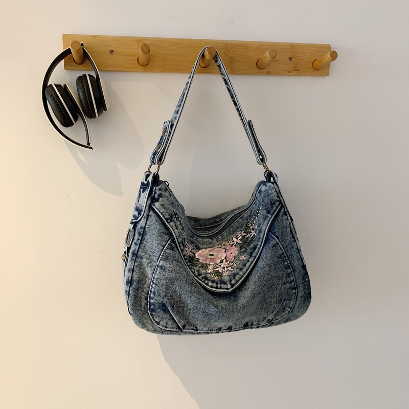 Vintage Denim Crossbody Should - Embroidery Jeans ulasan dan harga