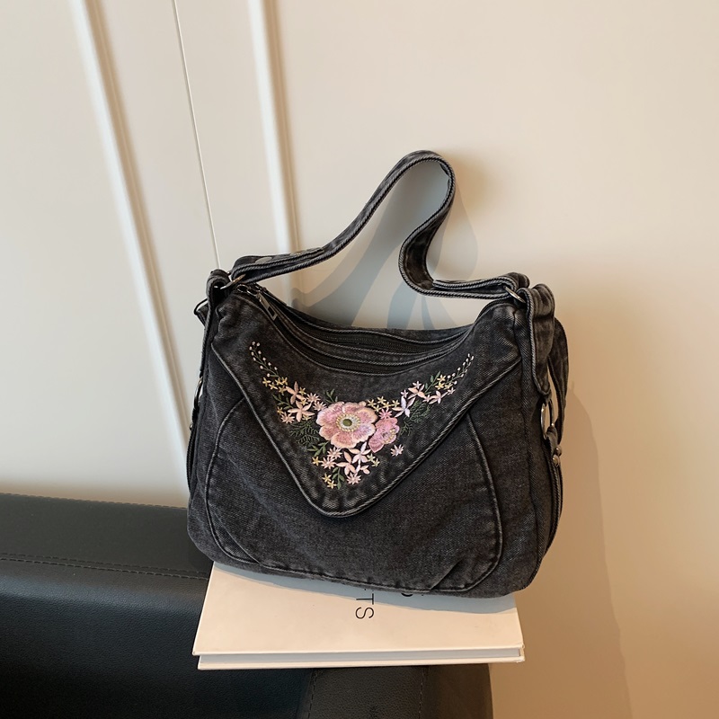 Vintage Denim Crossbody Should - Embroidery Jeans ulasan dan harga