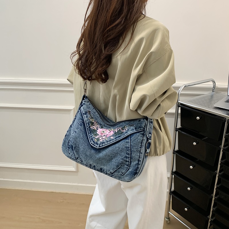 Vintage Denim Crossbody Should - Embroidery Jeans ulasan dan harga