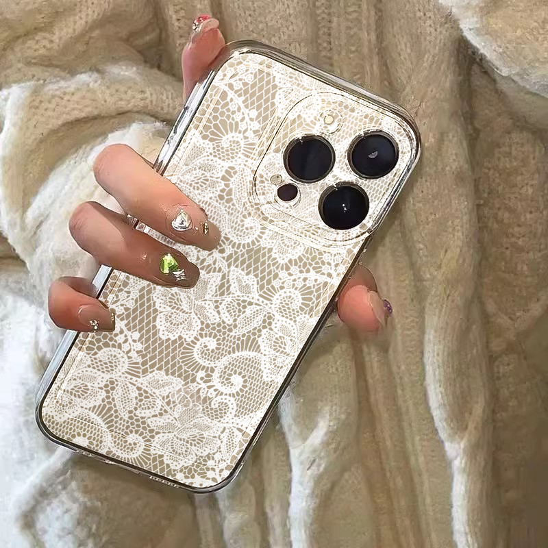 New Black White Lace Phone Cas - Embroidery White ulasan dan harga