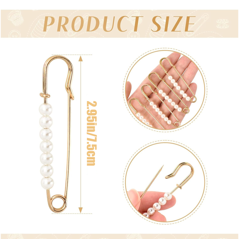 5PCS Faux Pearl Brooch Pins 2. - Embroidery Kaftan ulasan dan harga