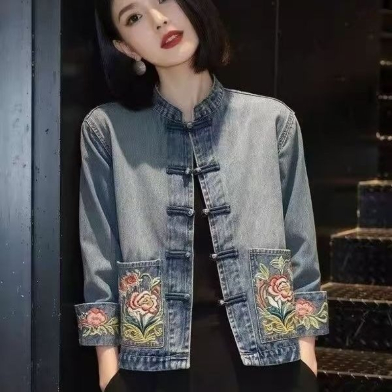 Spring Autumn Beautiful Embroi - Embroidery Jeans ulasan dan harga