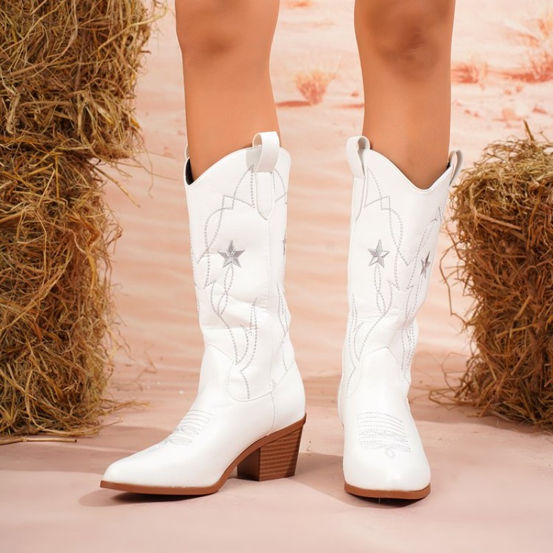 Women's Boots Mid-Calf Pointed - Embroidery Online ulasan dan harga