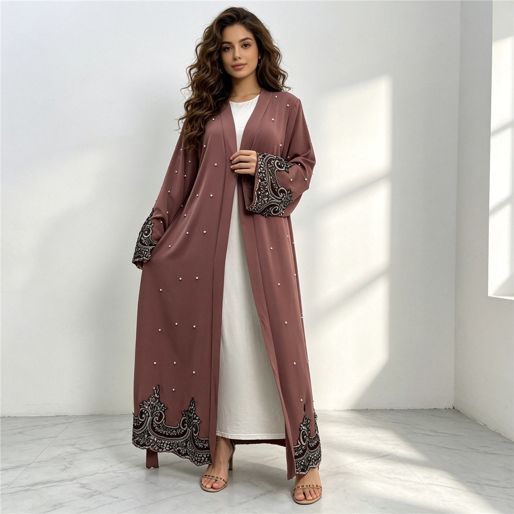Dubai Embroidery Beaded Open A - Embroidery Kaftan ulasan dan harga