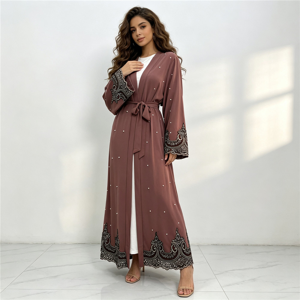 Dubai Embroidery Beaded Open A - Embroidery Kaftan ulasan dan harga