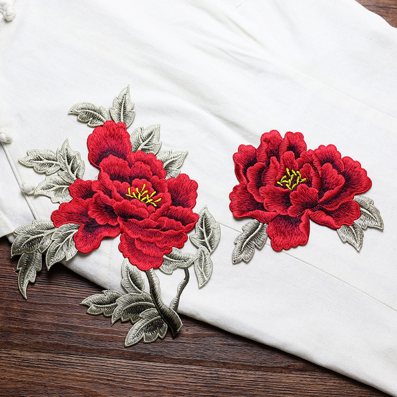 1 Pair Red Pink Yellow Embroid - Embroidery Yellow Flower ulasan dan harga