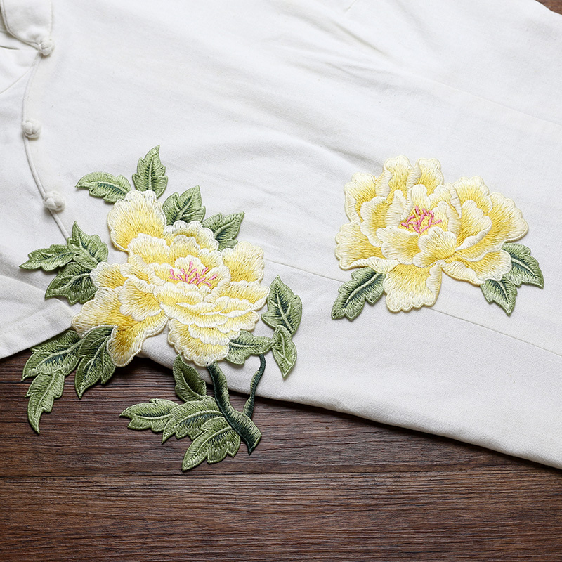 1 Pair Red Pink Yellow Embroid - Embroidery Yellow Flower ulasan dan harga