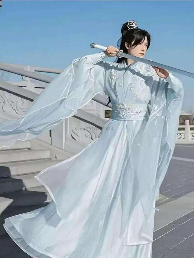 Traditional Chinese Hanfu Men  - Embroidery White ulasan dan harga
