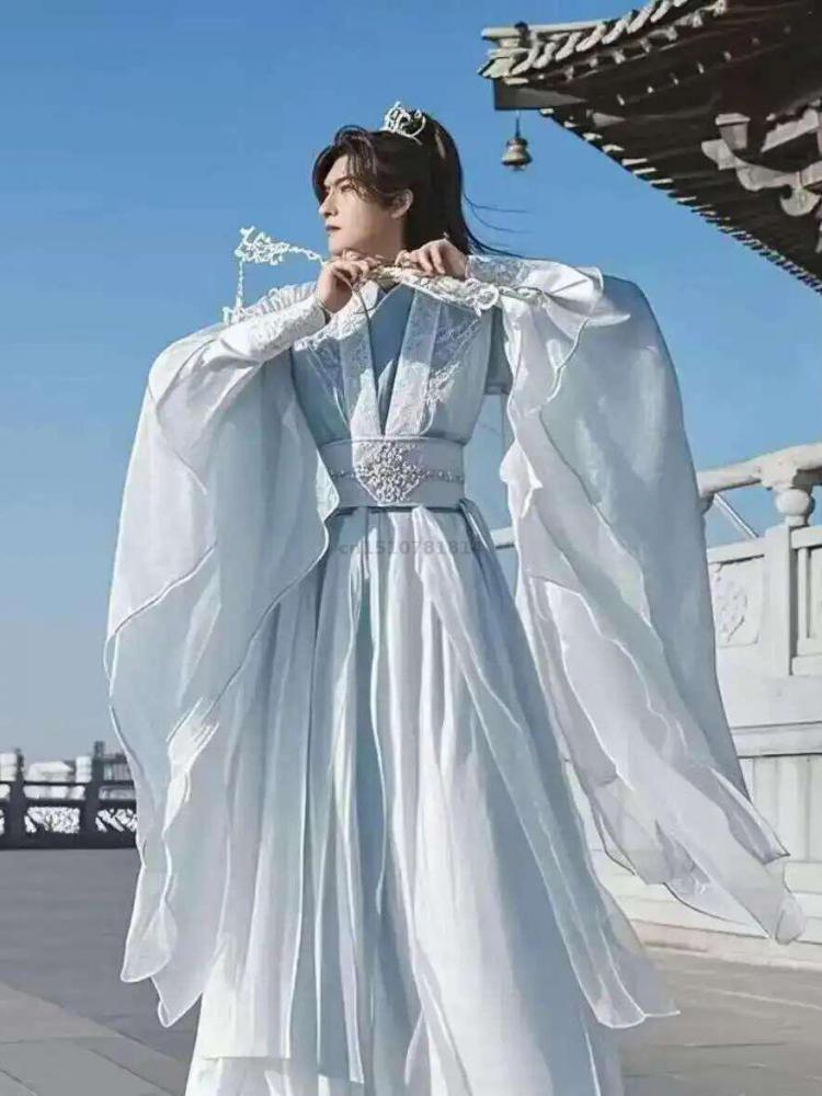 Traditional Chinese Hanfu Men  - Embroidery White ulasan dan harga