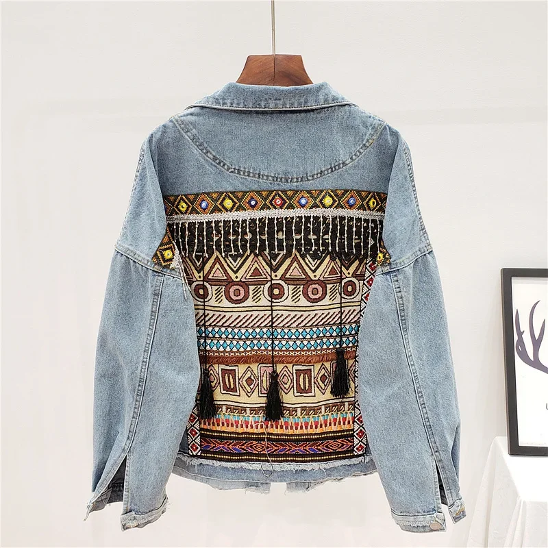 Embroidery Tassel Denim Jacket - Embroidery Jeans ulasan dan harga