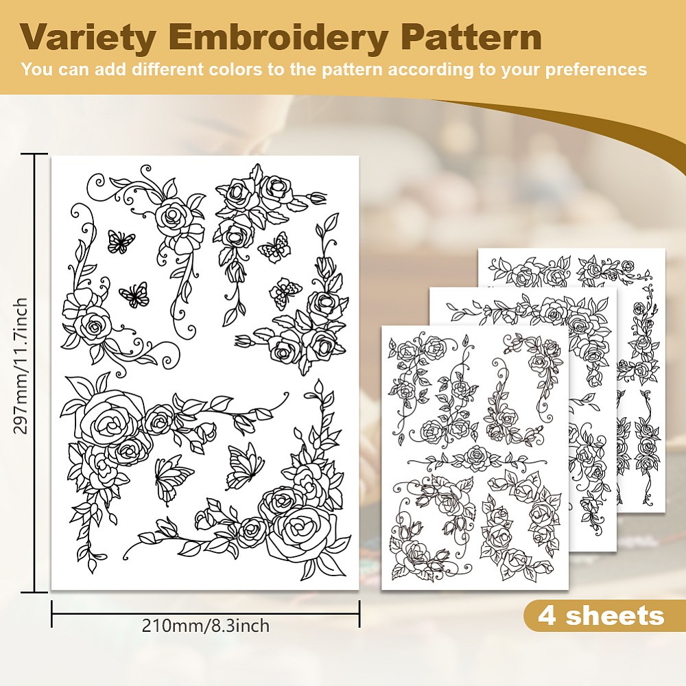 38Pcs Rose Lace 4 Sheets Water - Embroidery Rose Stitch ulasan dan harga