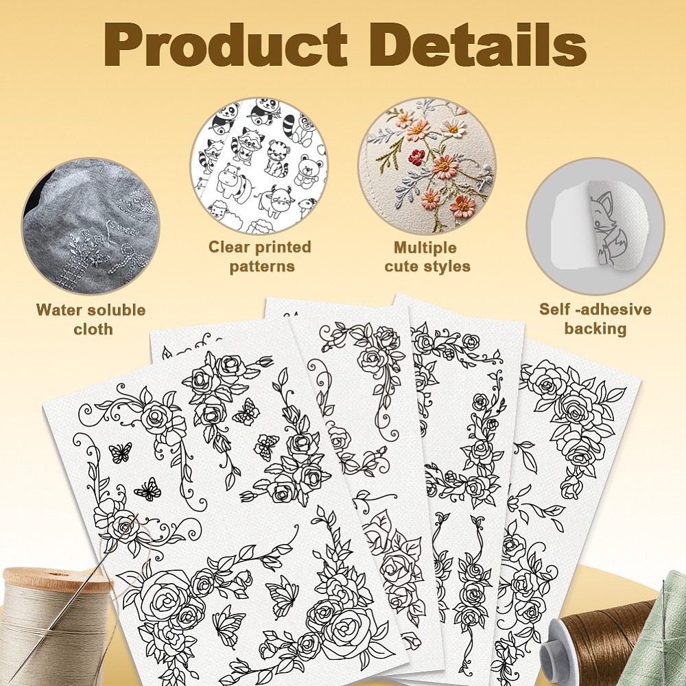 38Pcs Rose Lace 4 Sheets Water - Embroidery Rose Stitch ulasan dan harga