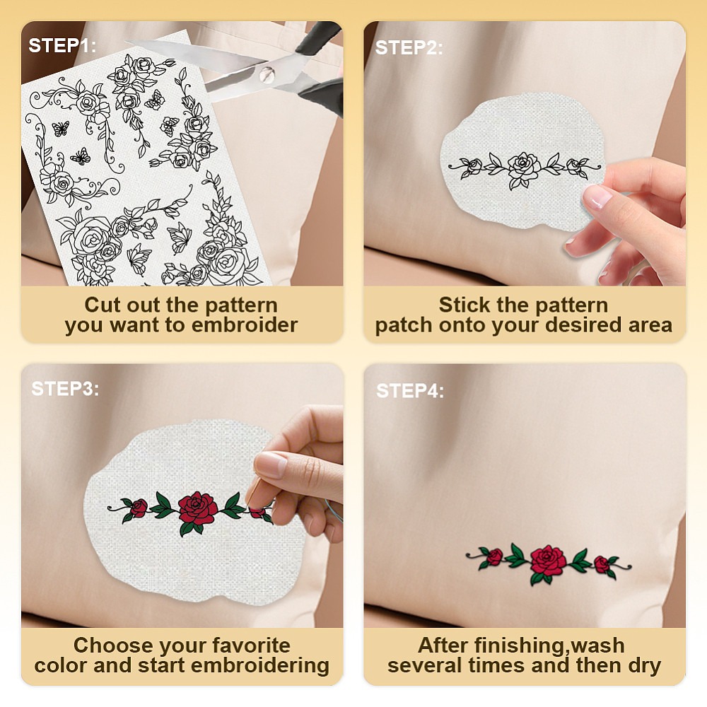 38Pcs Rose Lace 4 Sheets Water - Embroidery Rose Stitch ulasan dan harga