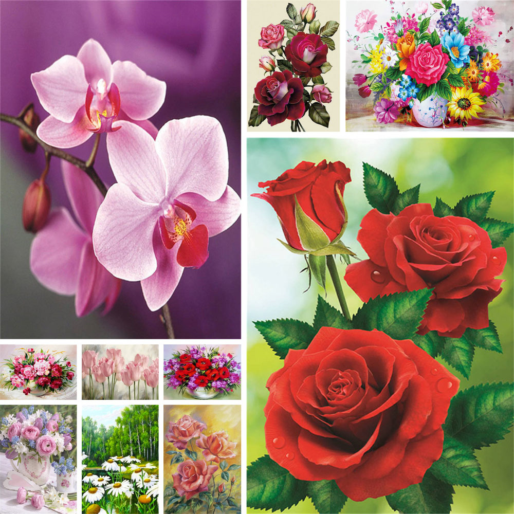 Flowers Rose Tuilp Poppy Pre-P - Embroidery Rose Stitch ulasan dan harga