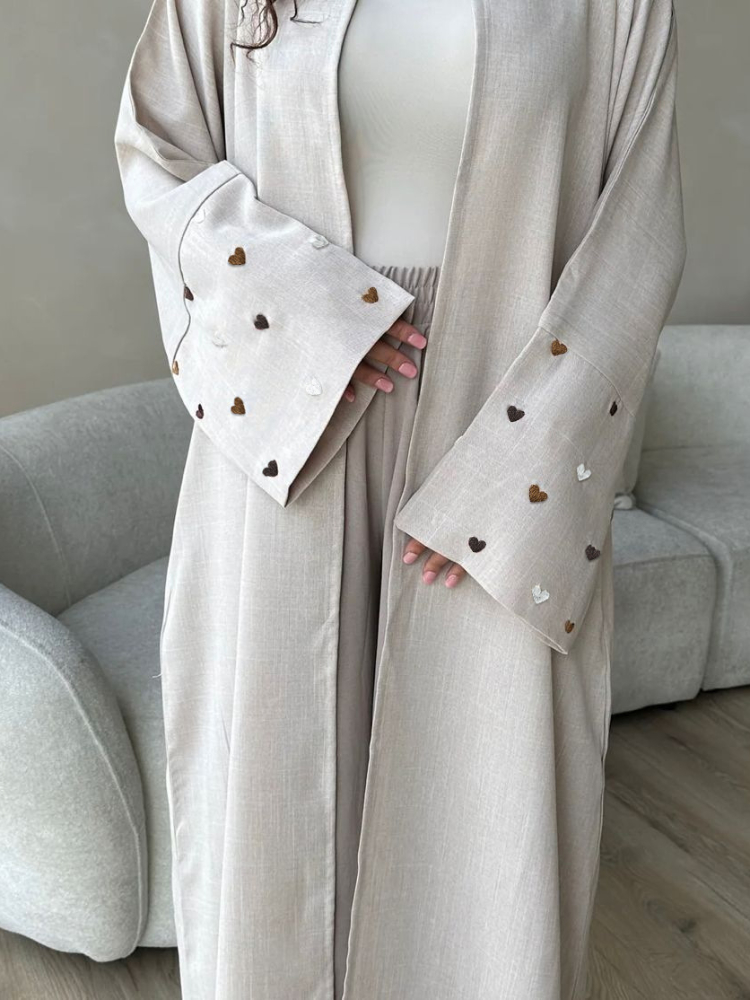 Love Heart Embroidery Muslim A - Embroidery Kaftan ulasan dan harga