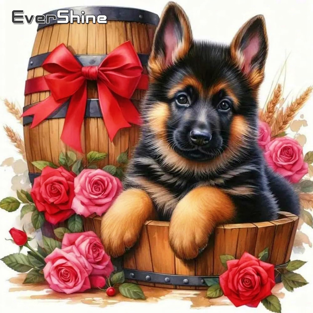 Evershine Diamond Mosaic Dog A - Embroidery Rose Stitch ulasan dan harga