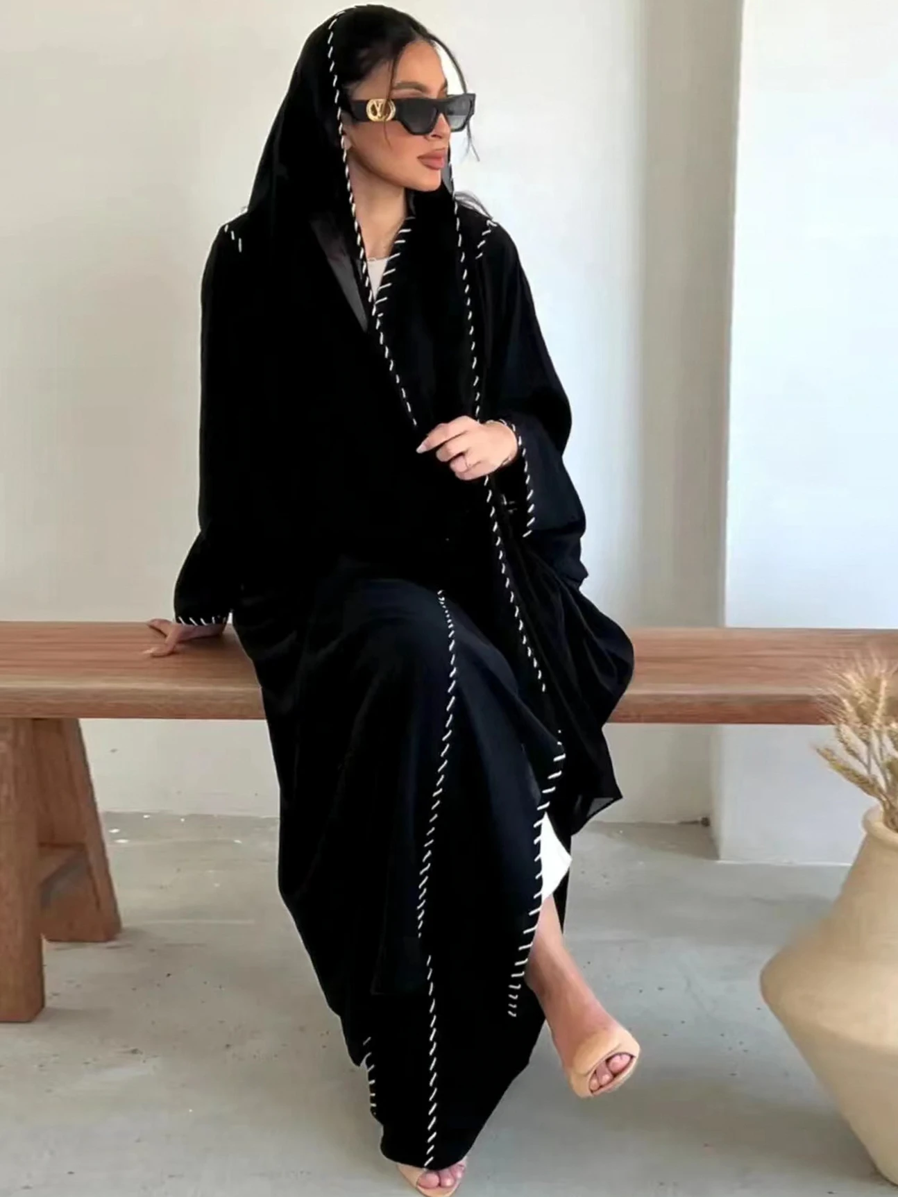 Muslim Women Abaya with Scarf  - Embroidery Kaftan ulasan dan harga