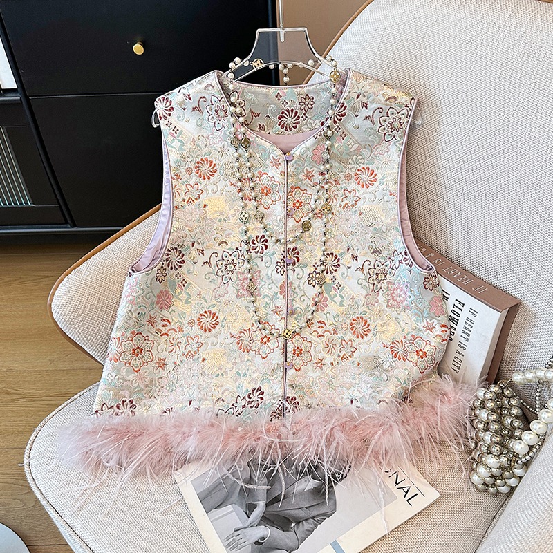 New Chinese Style National Tre - Embroidery Vest ulasan dan harga