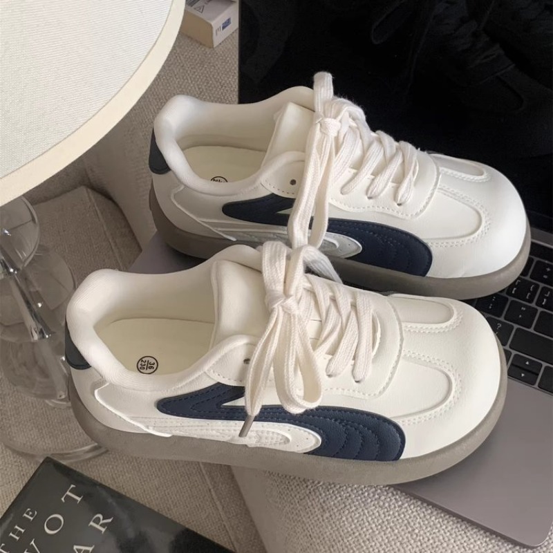 Vintage Women Chunky Sneakers  - Embroidery White ulasan dan harga