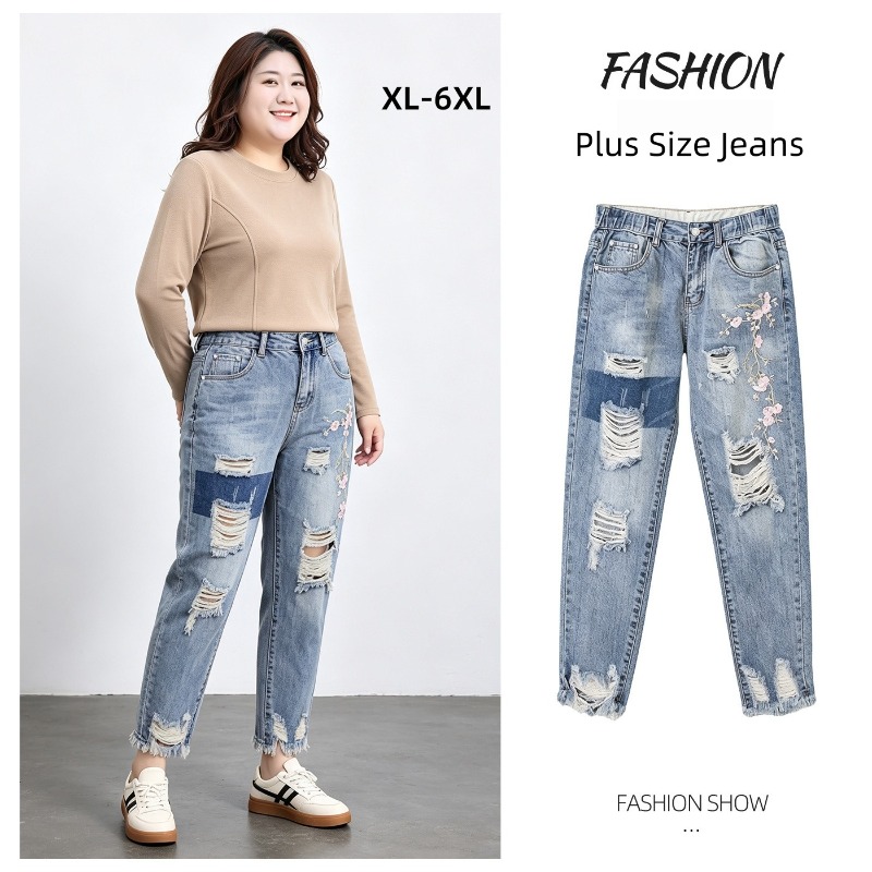 Autumn Plus Size Women Jeans 6 - Embroidery Jeans ulasan dan harga